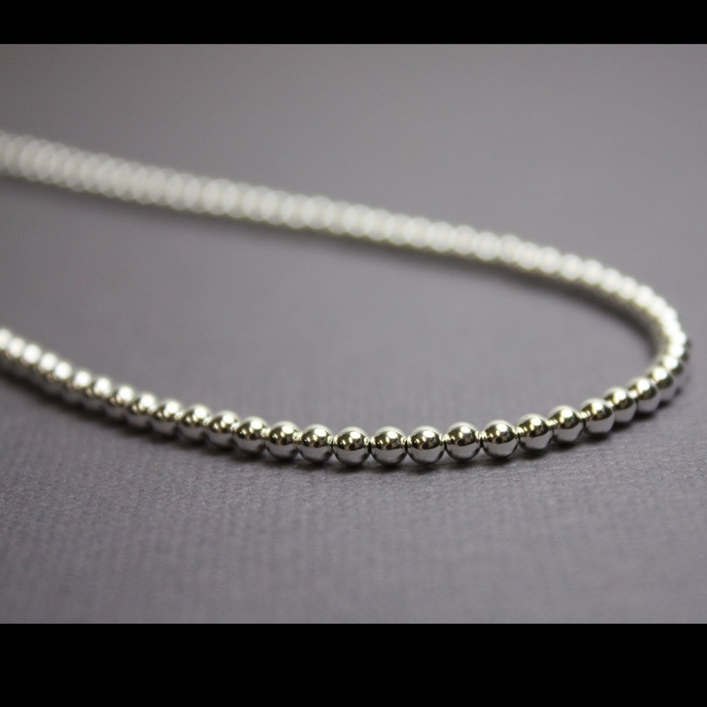 3mm Sterling Silver Beaded Necklace String Choker